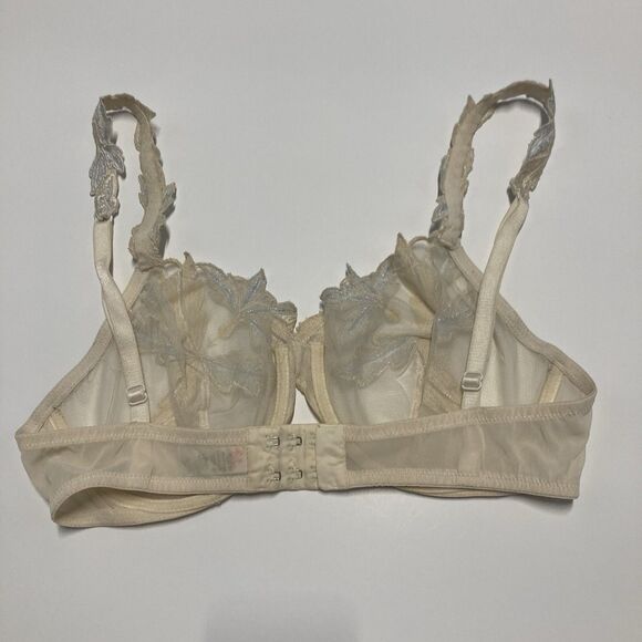 La Perla Floral Applique Embroidered Strap Underwire Demi Bra Sheer Unlined 34B - Picture 3 of 14
